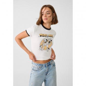 Mickey Mouse Motivshirt Stradivarius Senf XS