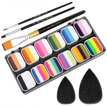 Juego de Color Corporal Agua + 3 Brochas y Espuma