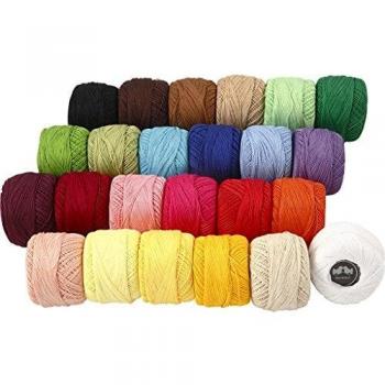 Fil de coton mercerisé, couleurs variées, 24 x 20 g, rose
