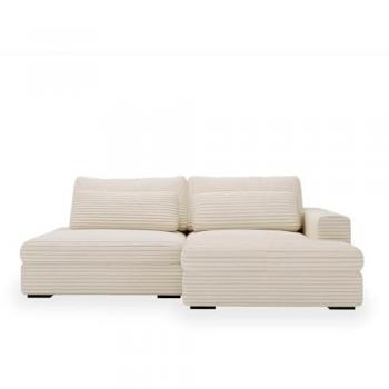 Canapé d'angle convertible 3 places en velours beige
