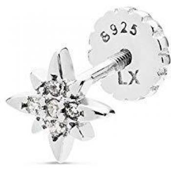 Pendiente individual Waruan personalizable de plata de ley 925 con baño de rodio