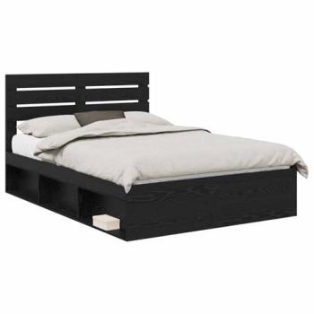 Structure de lit en pin noir, dimensions 160 x 200 cm, cadre complet – modèle 3411392