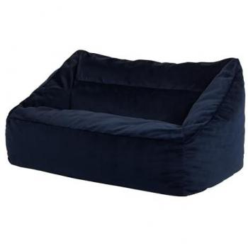 Cecilia Midnight Blue Giant Velvet Bean Bag Loveseat Sofa