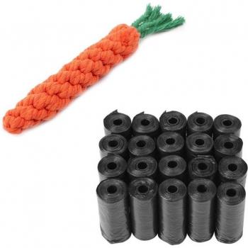 Juguete Zanahoria Masticable + Paquete Deheces Verde