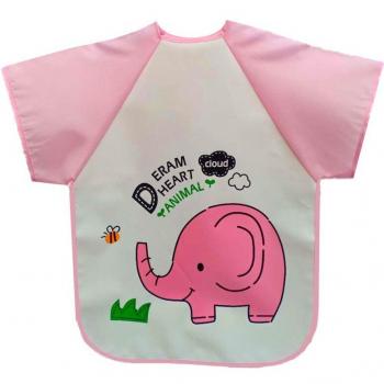 Babero EVA impermeable para niños, con mangas cortas y diseño de dibujos animados, delantal ajustable