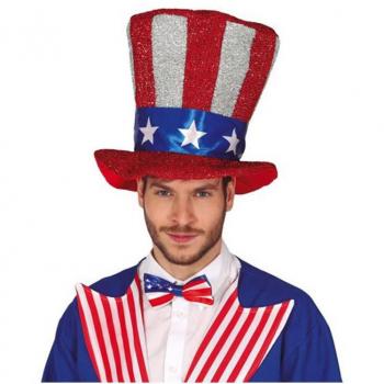 Cappello a Cilindro con Motivo Bandiera Americana