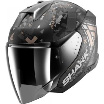 Casco Jet Shark Skwal i3 Jet Hellcat Nero Opaco Chrome Antracite S