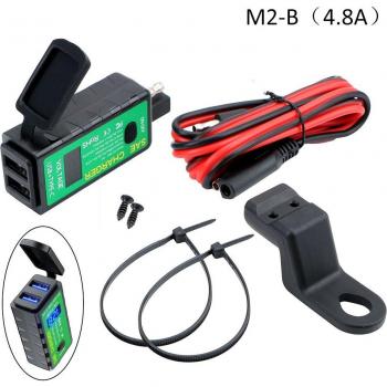 LEEPEE Chargeur Moto USB 3.1A/4.8A avec Voltmètre