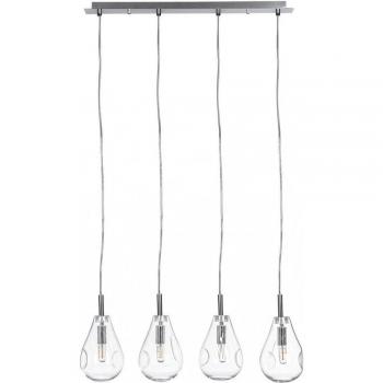 Iperbriko Silberglanz Kronleuchter – 4 Lichtpunkte – 75 × 15 × 120 cm – Durchsichtig