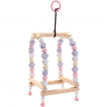 Parrot Perch Swing with Colorful Wooden Beads