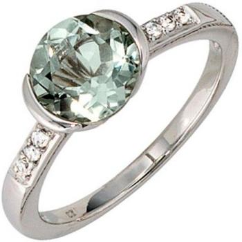 Jobo Gold‑Ring 585 Weiß – 6 Brillanten & 1 grüner Amethyst, Damen (54)