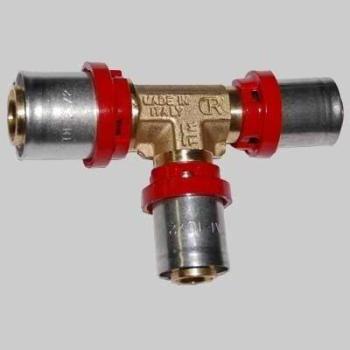 Tee Ridotto a Pressare 26×32×26 con Derivazione Tiemme