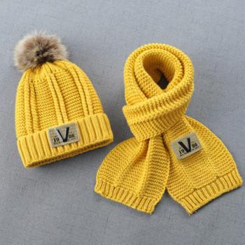 Gorro y bufanda de invierno para niños, punto grueso, terciopelo, unisex