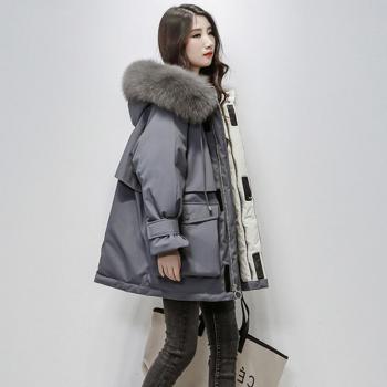 Lusumily Large Fur Hooded Down Jacket for Women