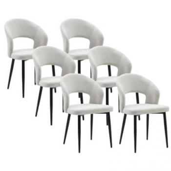 Colección Niyama 6 Sillas: Tela Gris + Estructura Negra
