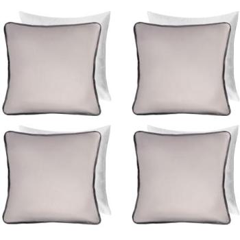 Velvet Piped Cushion Covers – 4-Pack, Light Grey, 45x45cm