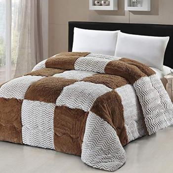 Piumone Maxi Matrimoniale Velluto Fantasia Scacchi 260x260 cm