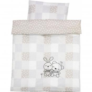 Alvi Bunny‑Luxe 100×135 cm – Zartes Sandgrau mit Kaninchenprint