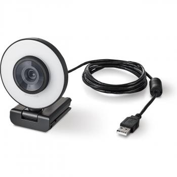 PrimeView 2MP Web Camera 60 FPS, Full HD, LED Ring Light & Shutter – Black