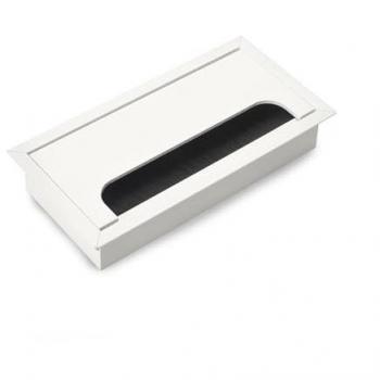 Pasacables de mesa rectangular, 159x80mm, aluminio blanco, modelo Quadrum