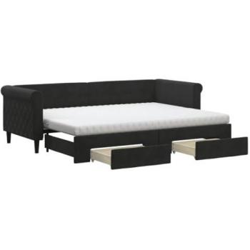 Lit gigogne noir 80x200 cm avec rangement