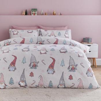 Festive Gnomes Cozy Fleece Duvet Cover and Pillowcase Set