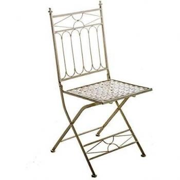 Sedia Asina in Ferro per Giardino Colore Crema Antica