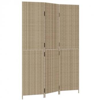 3 Panels Beige Poly Rattan Room Divider vidaXL