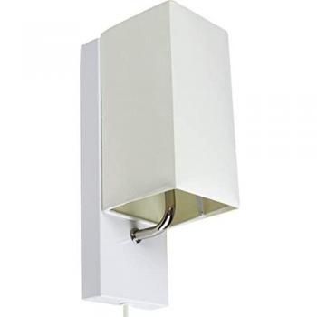 Moteur lumineux mural LED, abat‑jour tissu blanc, base en métal – spot unique