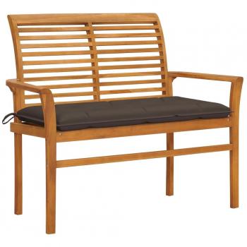 Taupe-Cushioned Patio Bench, Solid Teak, 44.1 – vidaXL