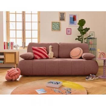 Canapé Droit Best Mobilier 194x194x80 cm, Trois Places, Couleur Rose, Texturé