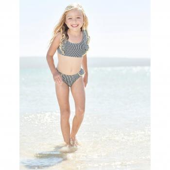 VERTBAUDET Dark Blue Striped Bikini Set for Girls 18M/2Y