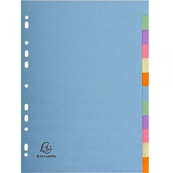 Exacompta Forever Recycled Divider 12 Part A4 170gsm Card Assorted Colours