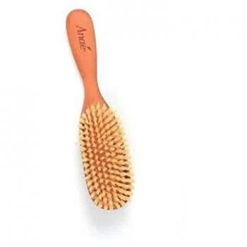 Mini-brosse oblongue en bois de poirier, fil soyeux
