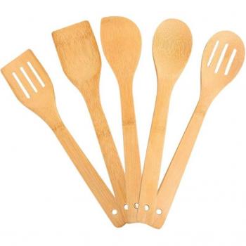 Set de utensilios de cocina de madera, 5 piezas, antiadherentes