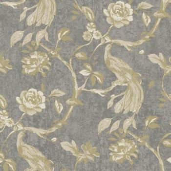 Textured Glistening Gold Birds Wallpaper