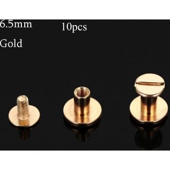 10Pcs Leather Craft Rivets, Brass, 5/6.5/8mm