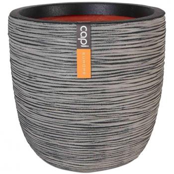 Capi Blumentopf Nature Ripp Oval 43 x 41 cm Anthrazit