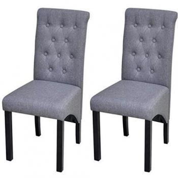 Sillas de comedor 2 unidades tela gris claro