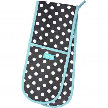 Heat Resistant Polka Dot Oven Gloves in Slate Grey