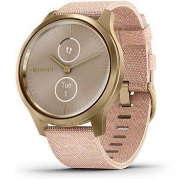 Garmin Vivomove Style Gold and Pink Woven Nylon Smartwatch