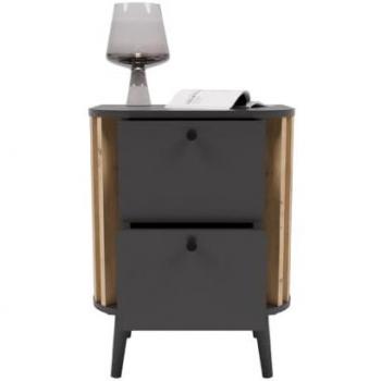 Mesa de Dormitorio Calicosy 2 Cajones Antracita + Roble L45