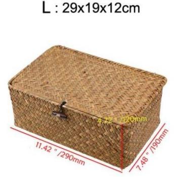Woven Seaweed Storage Basket with Lid for Sundry Items