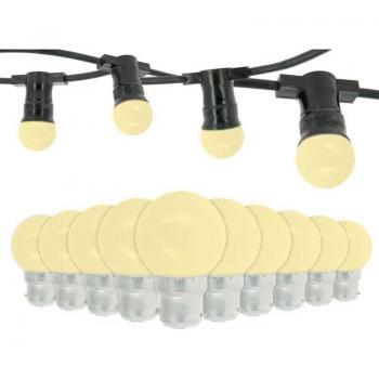 Guirlande Éclairante Guinguette 10 Ampoules B22 1W Blanc Chaud 10m