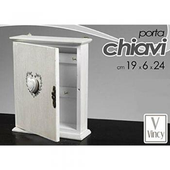 Porta Chiavi “Cuore” su Parete – Cassa di Legno Bianco, Look Shabby