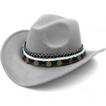 Sombrero de Vaquero de Lana con Ala Ancha, Disfraz Unisex, Talla 56-58cm