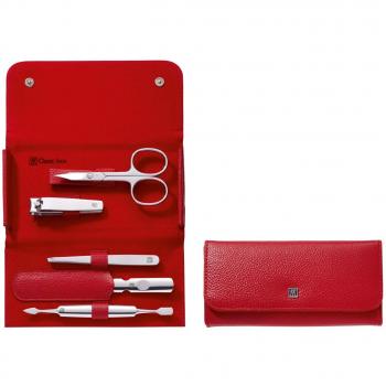 ZWILLING Beauty Druckknopf-Etui, Rindleder, rot, 5-tlg