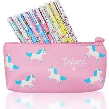 Girls' Unicorn Flamingo Gel Pens and Case Set