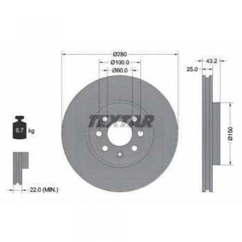 TEXTAR 92129303 Disque de frein