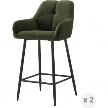 Tabouret de bar design Moloo Vert Army et métal noir (x2)